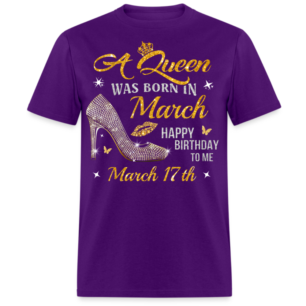 A QUEEN WAS BORN ON MARCH 17TH UNISEX SHIRT
